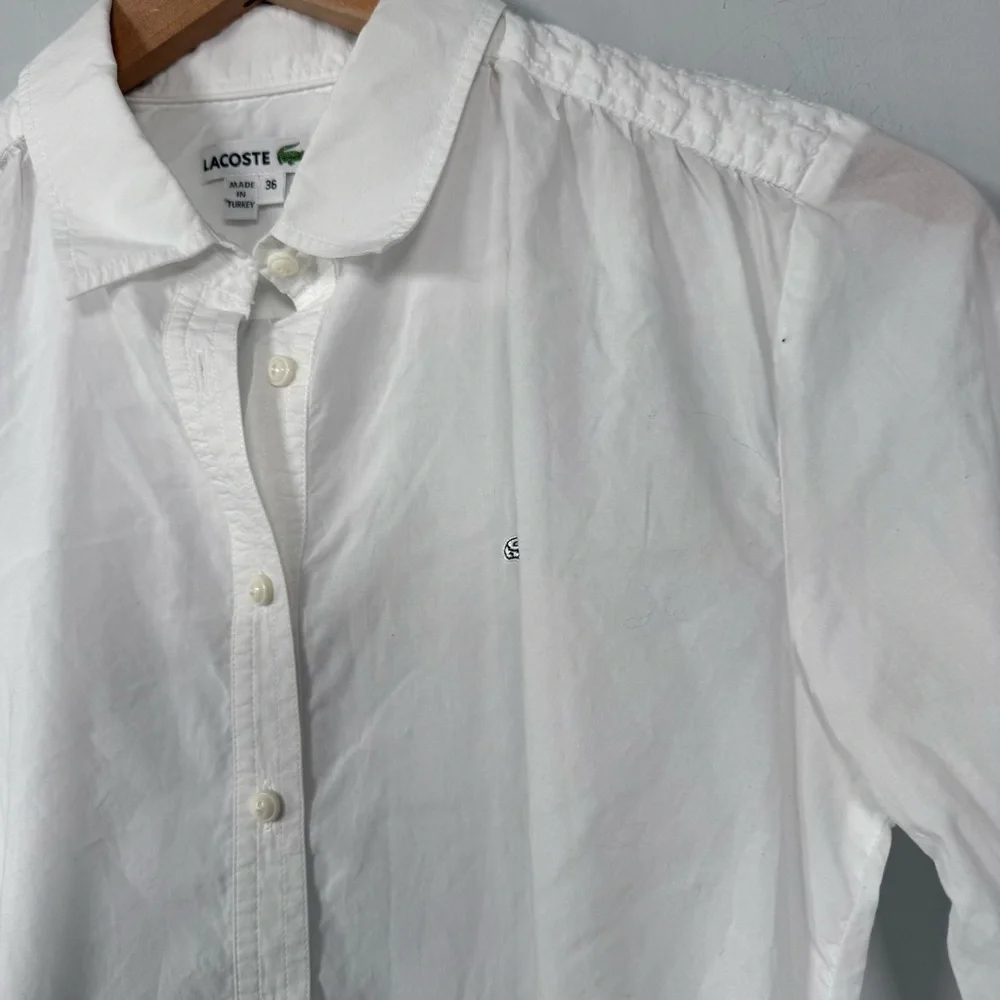 Lacoste Classic White Button-Up Tunic with Belt, Size 36 (S), 100% Cotton - Picture 4 of 14
